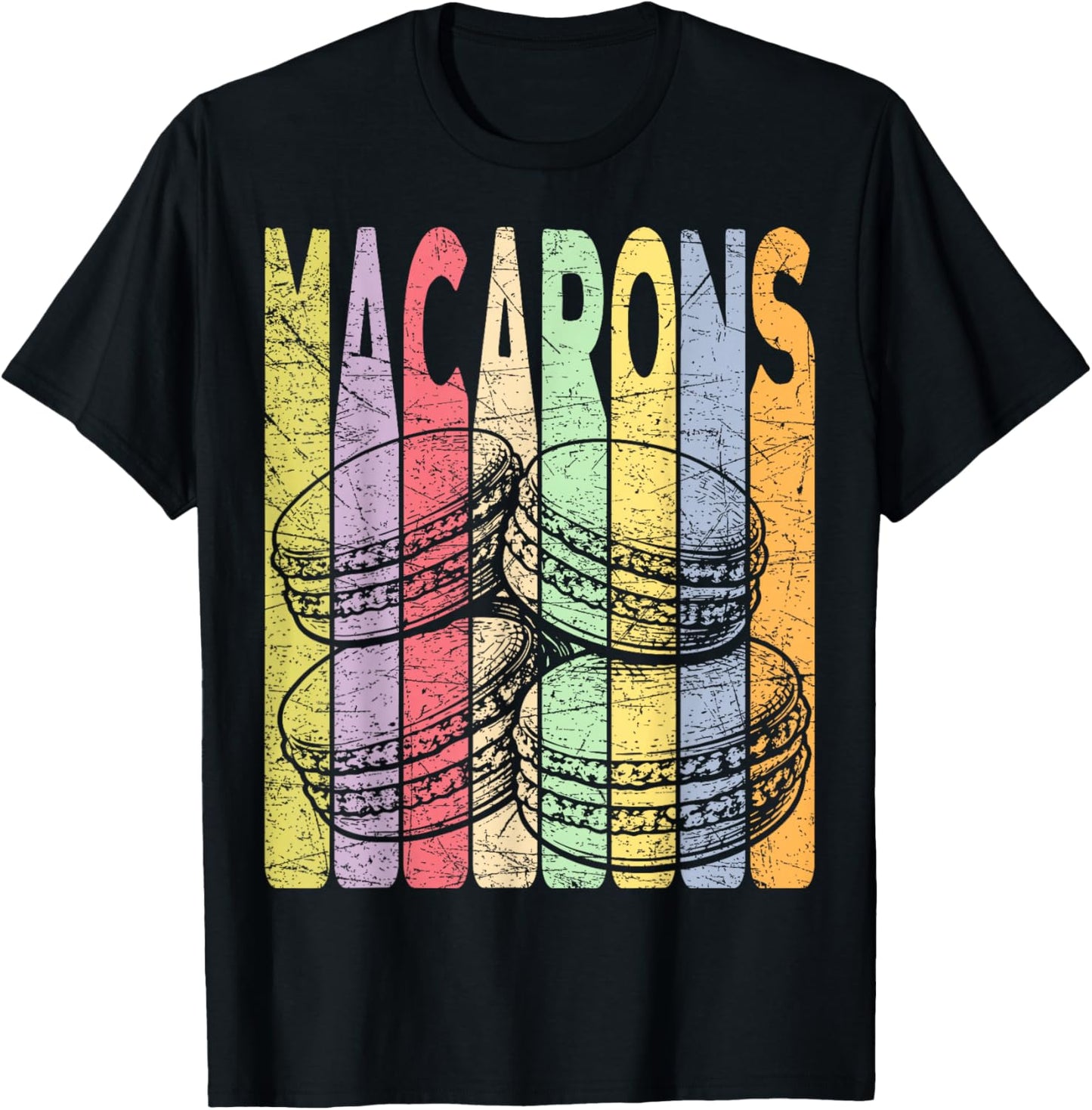 Macarons Vintage French Macaron Confection T-Shirt - T-Shirt | Black