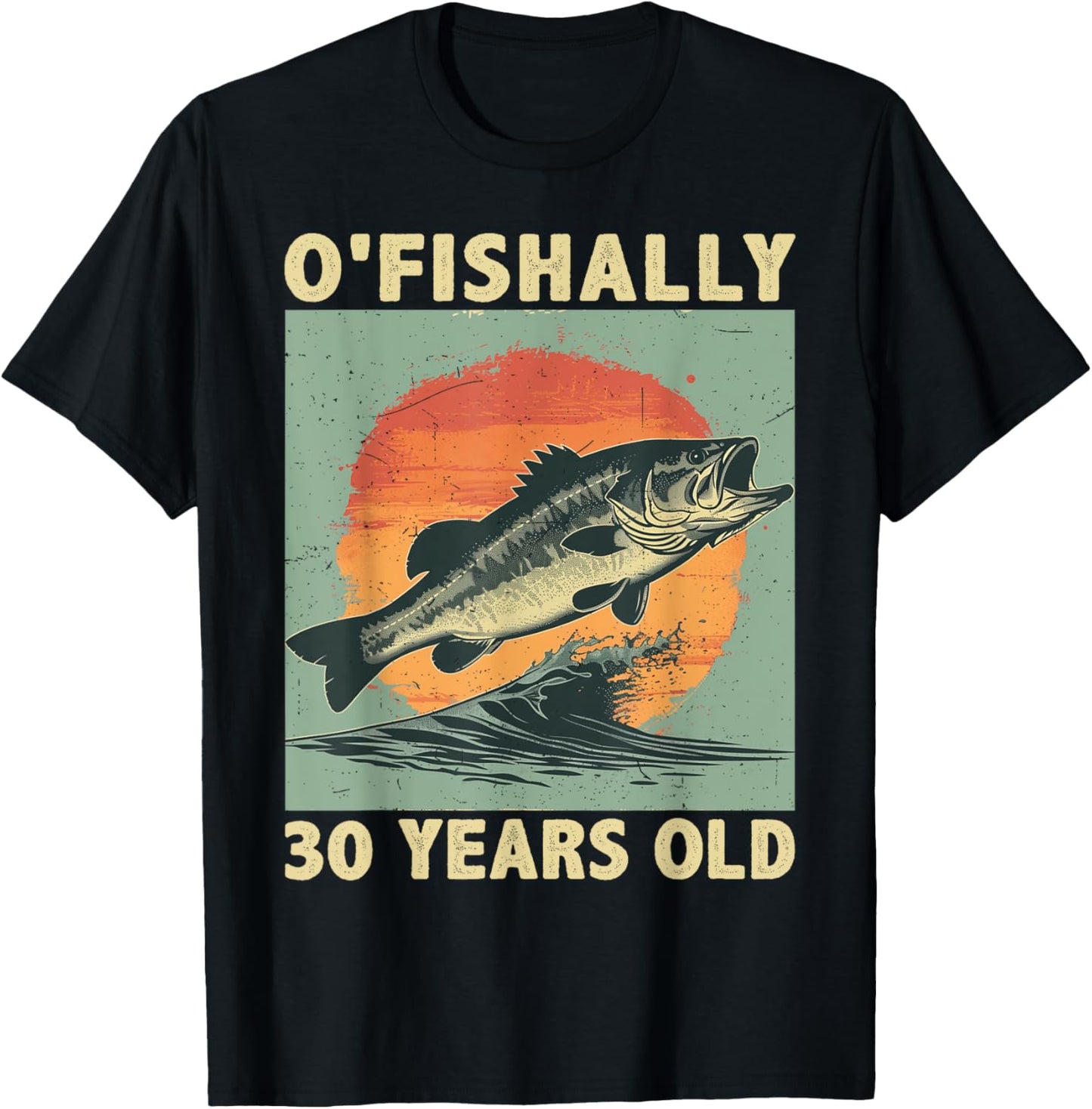 Ofishally 30 Years Old 1995 Fishing Fisherman 30th Birthday T-Shirt - T-Shirt | Black