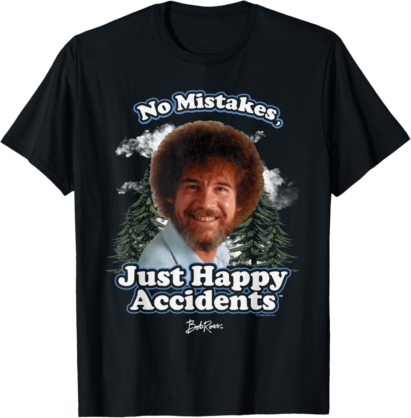 Bob Ross Happy Clouds T-Shirt - T-Shirt | Black