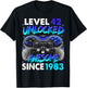 Level 42 Unlocked Awesome Since 1983 42nd Birthday Gaming T-Shirt - T-Shirt | Black
