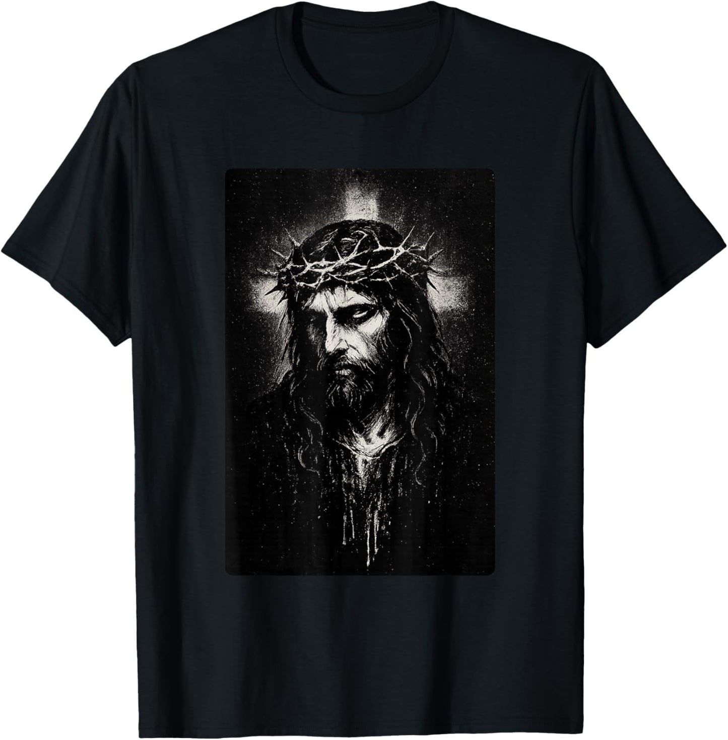 Face of Jesus Christ with Crown of Thorns T-Shirt - T-Shirt | Black