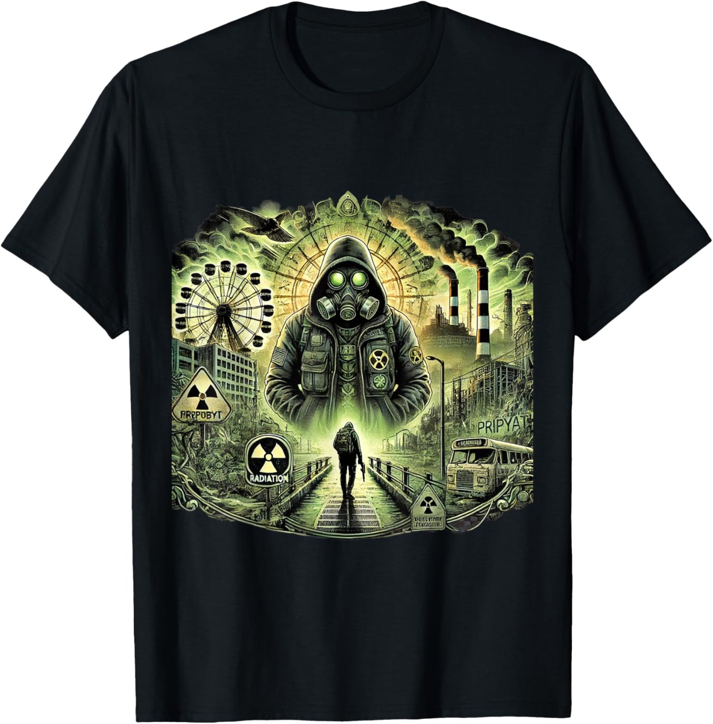 Chernobyl Radiation Zone, Abandoned Pripyat, Stalker Game T-Shirt - T-Shirt | Black