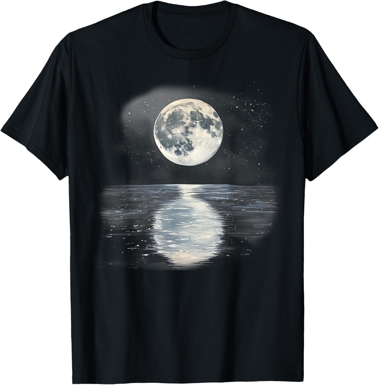 Full Moon Reflecting over the Sea T-Shirt - T-Shirt | Black