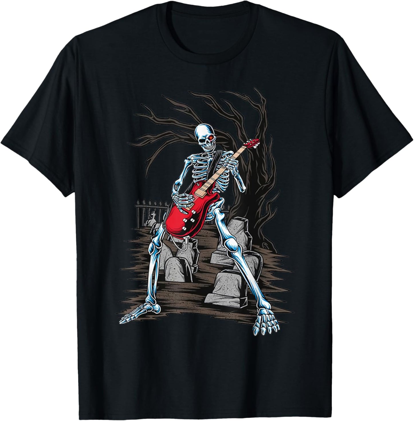 Skeleton Playing Guitar T-Shirt - T-Shirt | Black