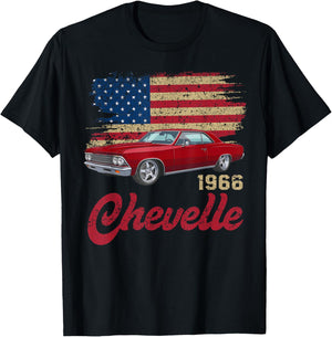 Vintage 1966 Chevelle 66 Classic American Muscle Car Hot Rod T-Shirt - T-Shirt | Black