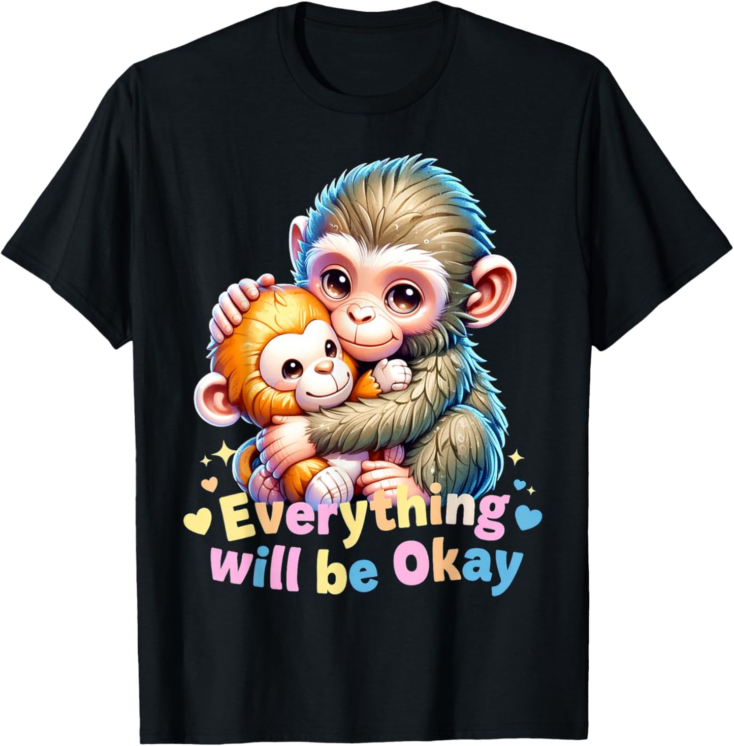 Cute Baby Monkey Punch Everything Will Be Okay Punch Meme T-Shirt - T-Shirt | Black