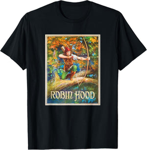 Robin Hood Hiding in The Trees With a Bow and Arrow T-Shirt - T-Shirt | Black