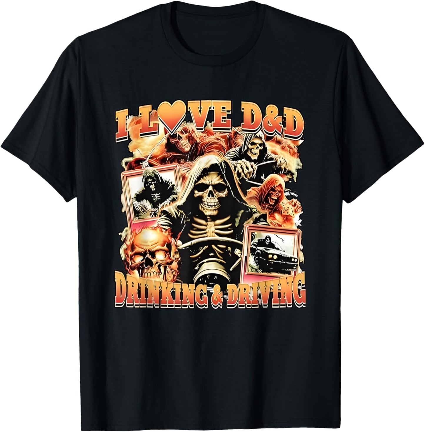 I love D&D Drinking & Driving Death Reaper T-Shirt - T-Shirt | Black