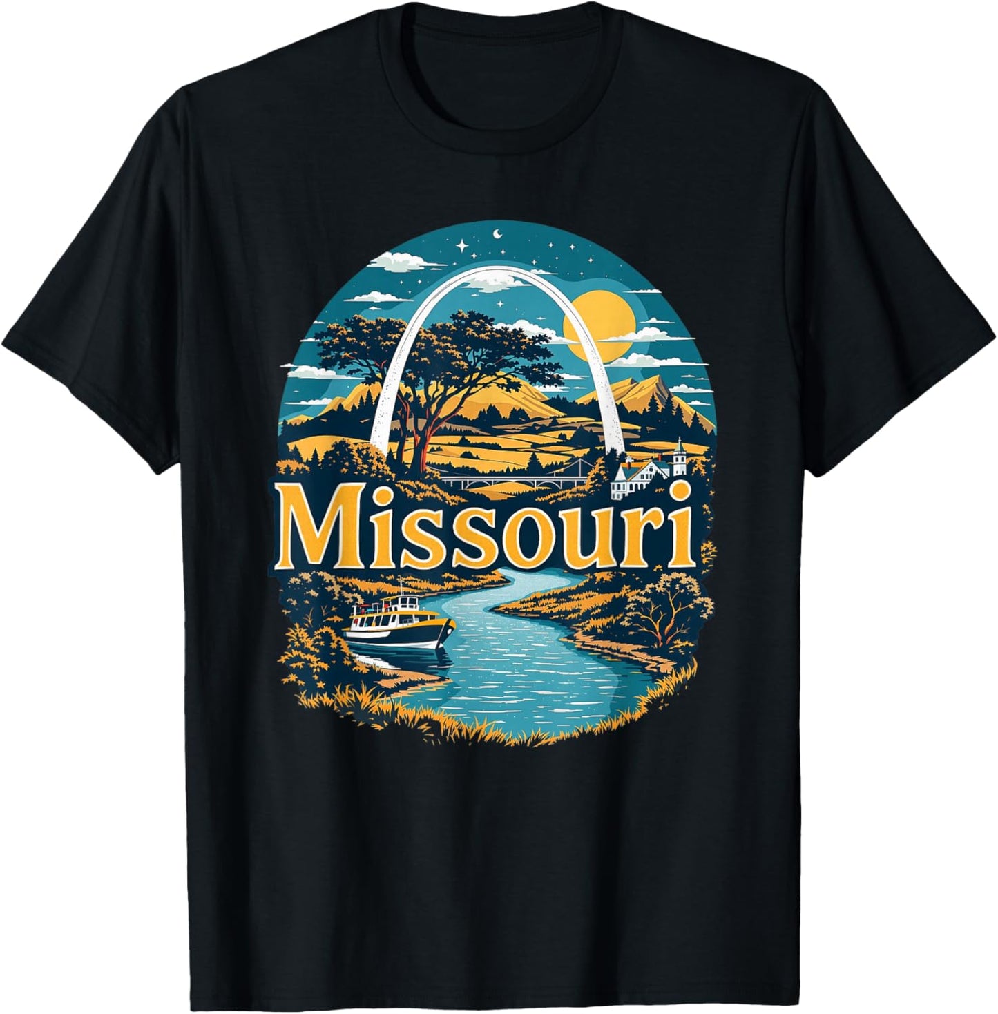 Retro Missouri Home State MO Nature Sunset Vintage T-Shirt - T-Shirt | Black