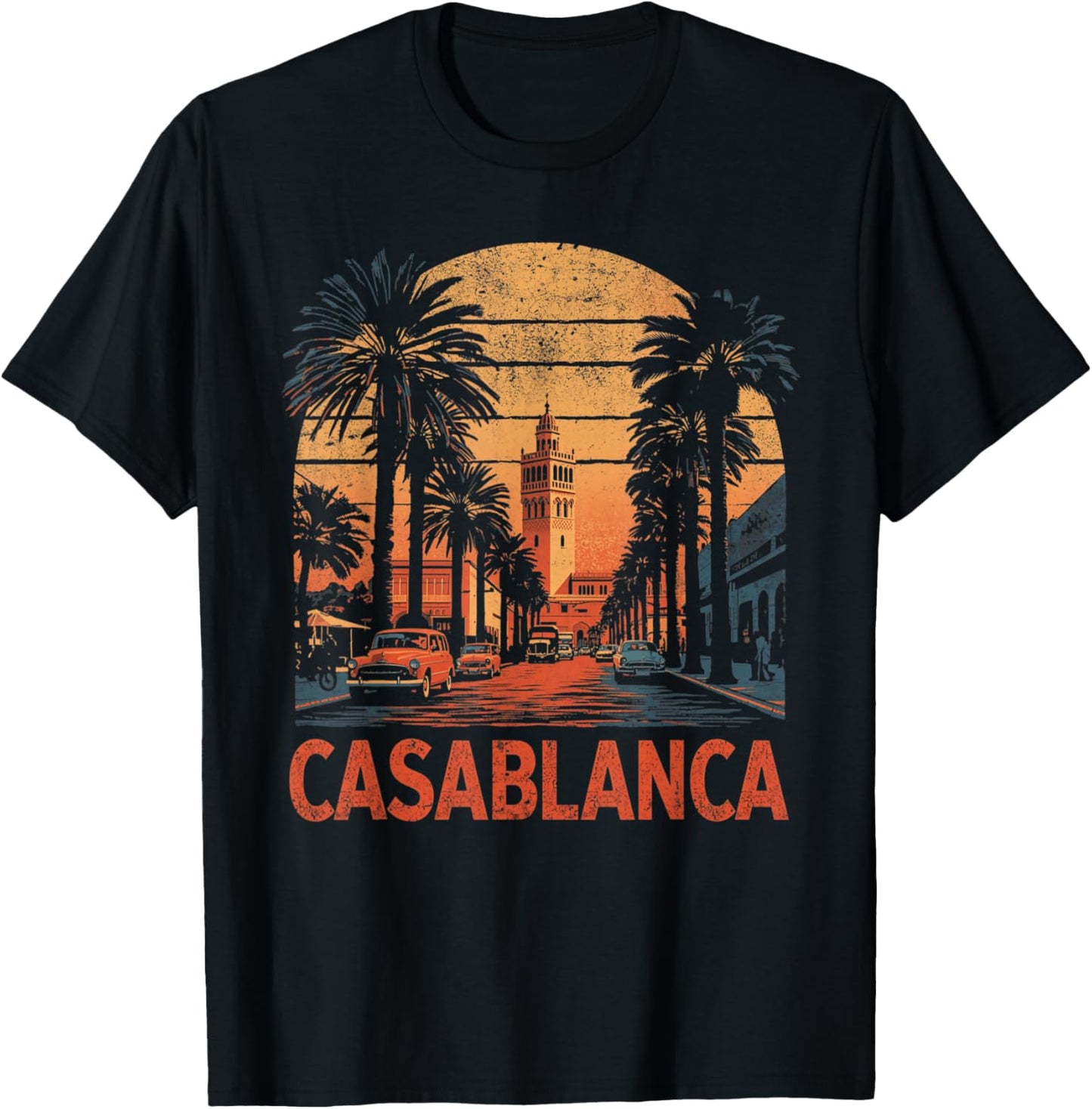 Casablanca Maroc Vintage 80s Style Retro T-Shirt - T-Shirt | Black