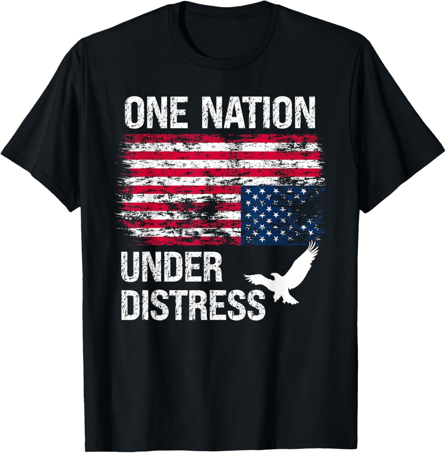 America Under Distress USA Upside Down American Flag US Flag T-Shirt - T-Shirt | Black