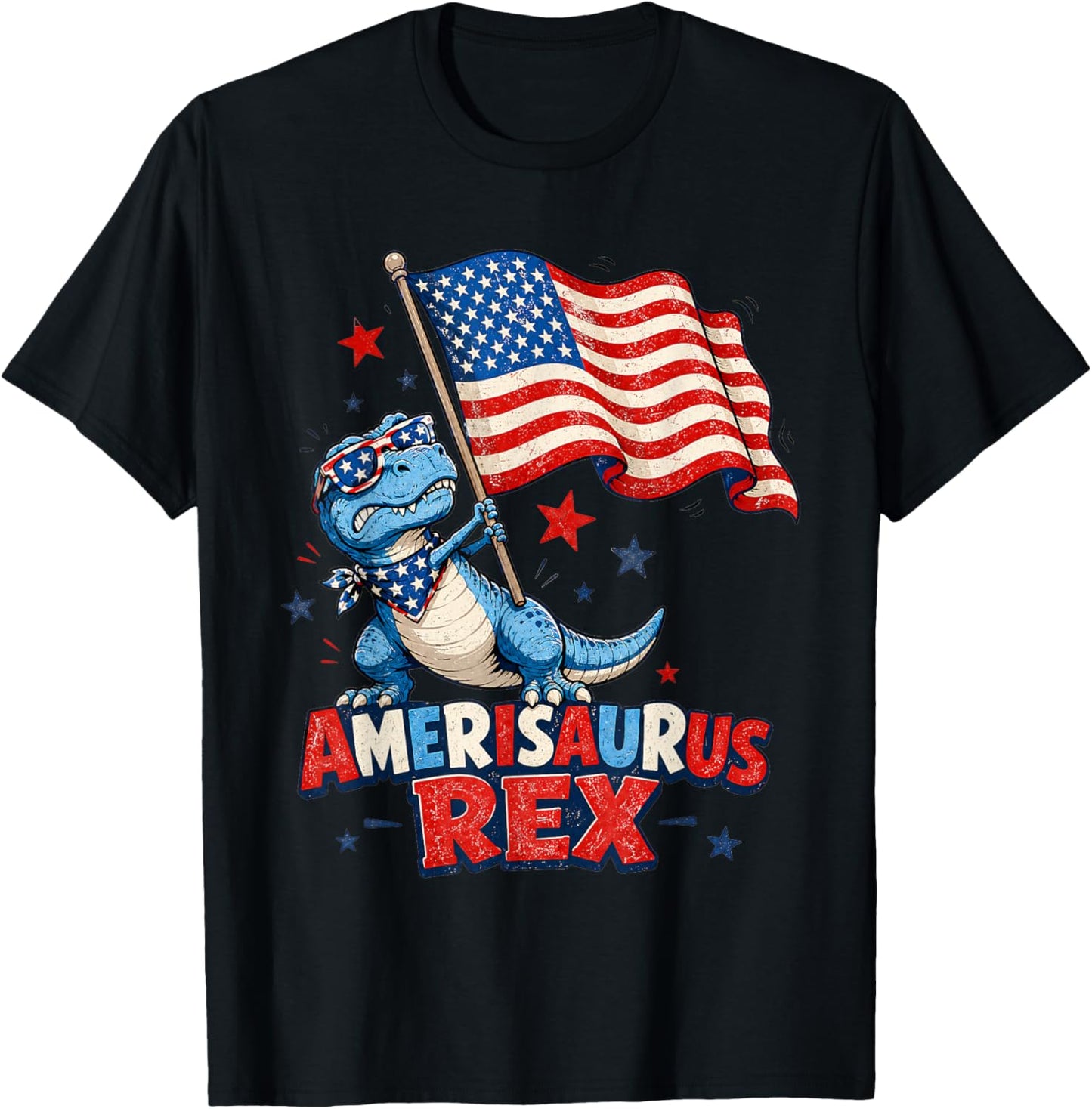 Dinosaur 4th of July T Rex Funny Amerisaurus Rex Boys Men T-Shirt - T-Shirt | Black