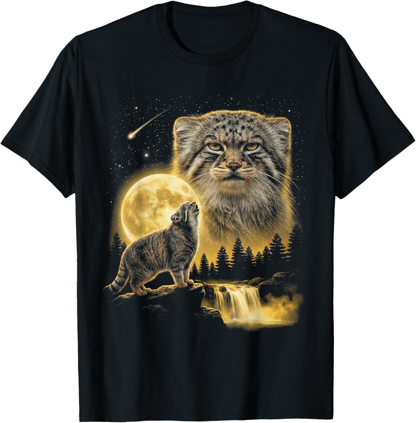 Le Chat de Pallas Hurlant vers la Lune, mème Funny Cat Lover des années 90 T-Shirt - T-Shirt | Black