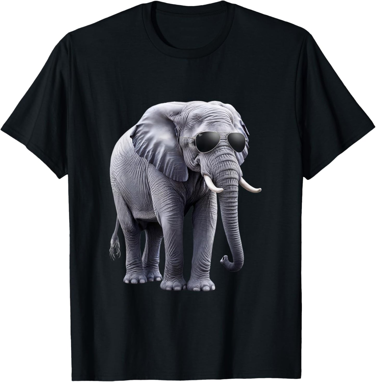 Cool Elephant with Sunglasses - Funny Design T-Shirt - T-Shirt | Black