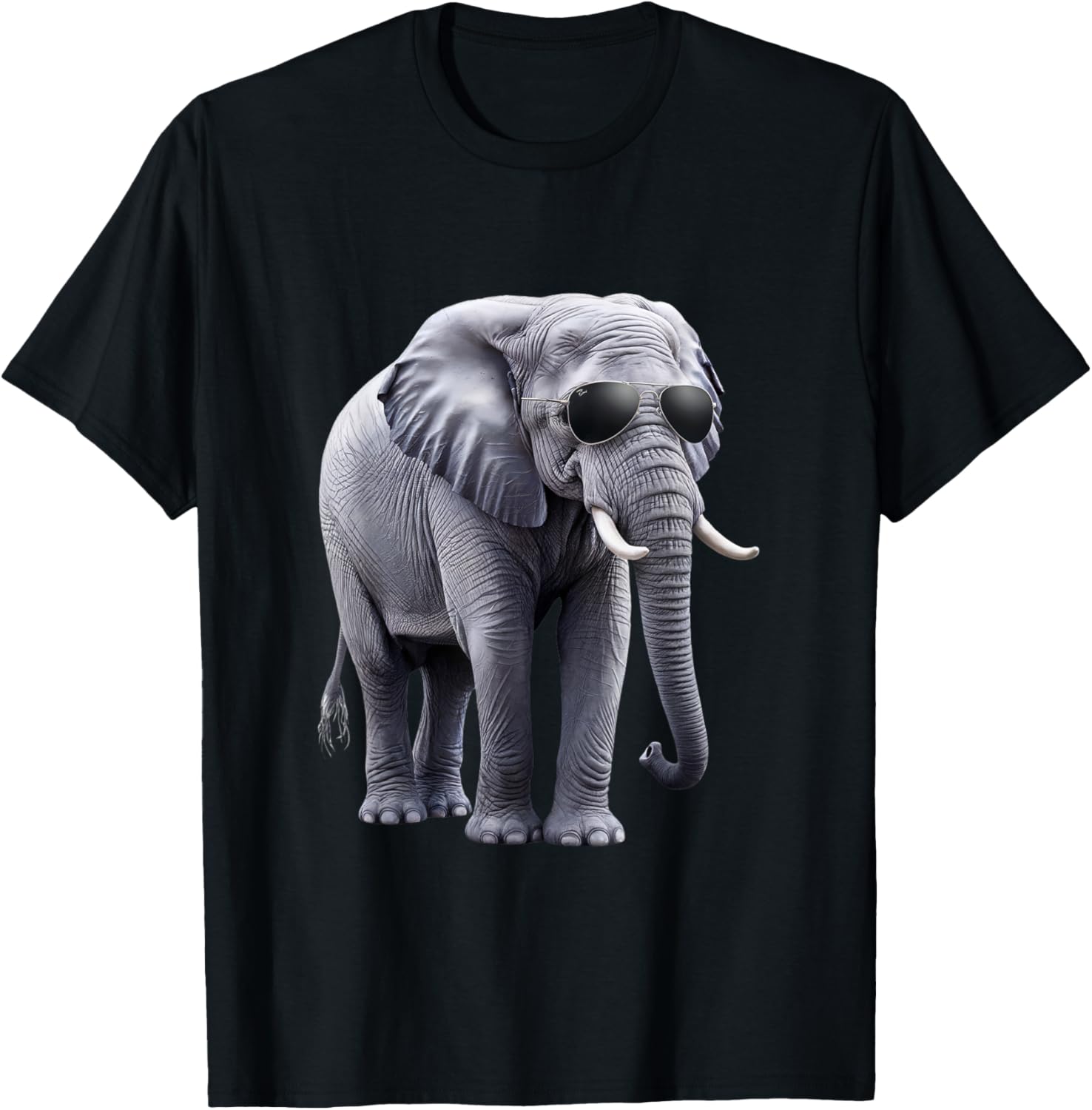 Cool Elephant with Sunglasses - Funny Design T-Shirt - T-Shirt | Black