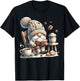 Vintage Cute Gnome Reading Book Coffee Cute Gnome Graphic T-Shirt - T-Shirt | Black
