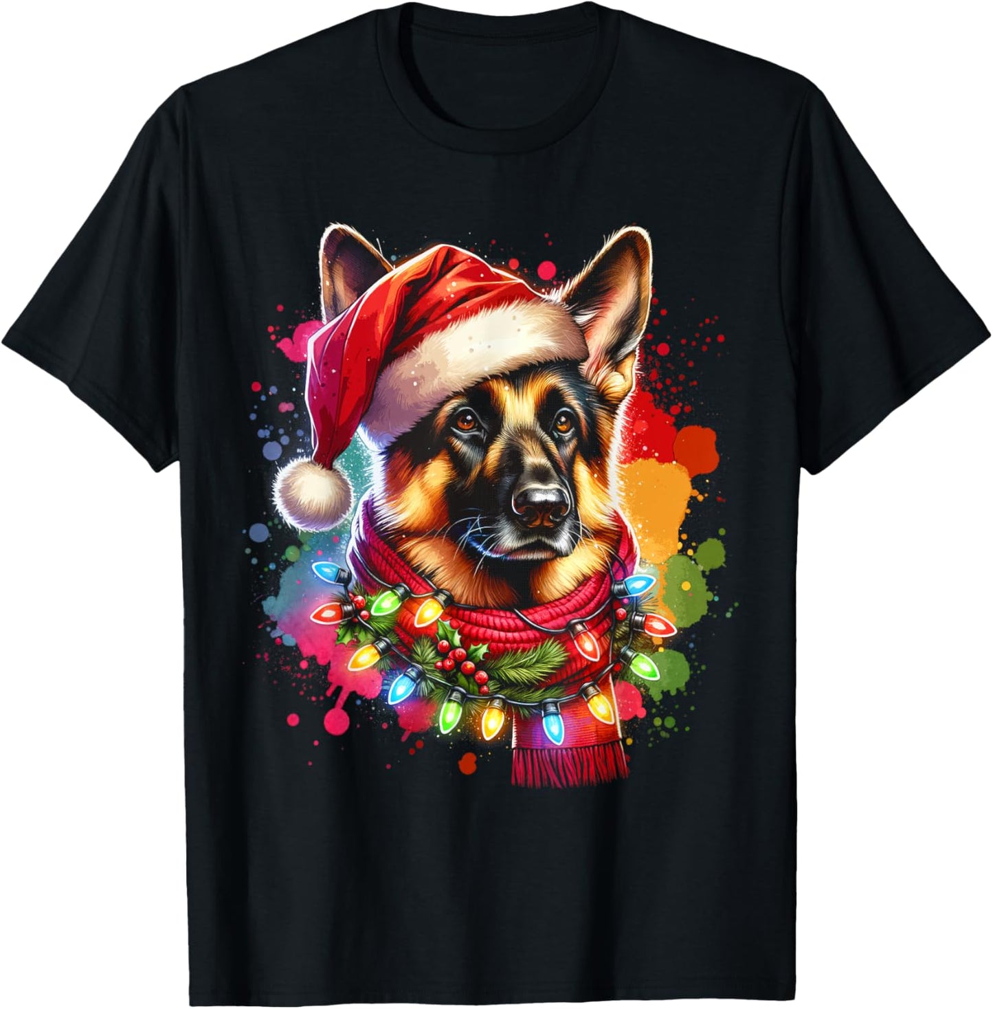 Christmas German Shepherd Xmas Shepherd Mom Dog Lover T-Shirt - T-Shirt | Black