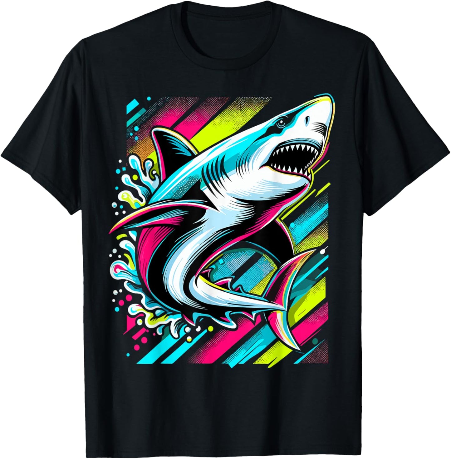 Shark Animal Biology Sea Pop Art Shark T-Shirt - T-Shirt | Black