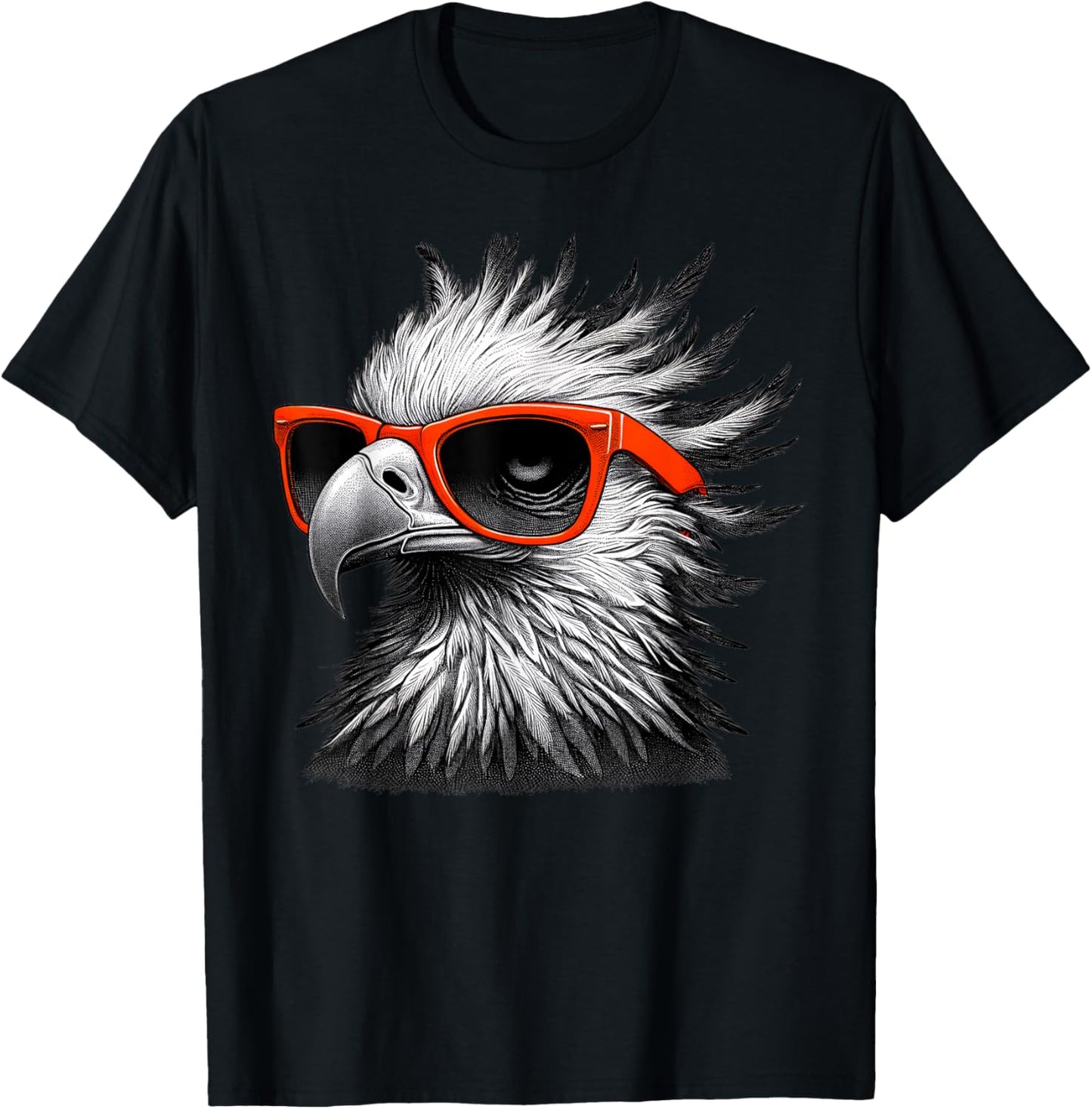 Cool Secretary Bird Wearing Sunglasses Graphic Art T-Shirt - T-Shirt | Black