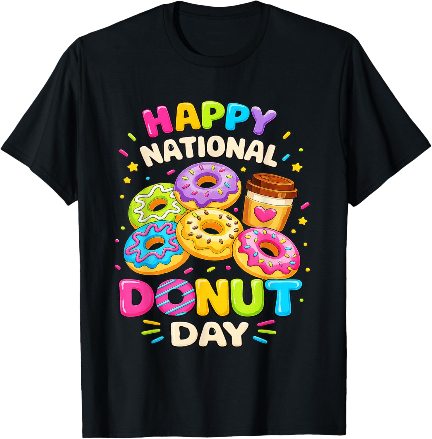 Happy National Donut Day 2029 June Donut Lovers T-Shirt - T-Shirt | Black