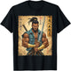 Strong Afro Warrior Samurai African in Anime with Katana T-Shirt - T-Shirt | Black