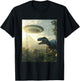 Trex Dinosaur Dino Selfie with UFOs Aliens Funny Graphic T-Shirt - T-Shirt | Black