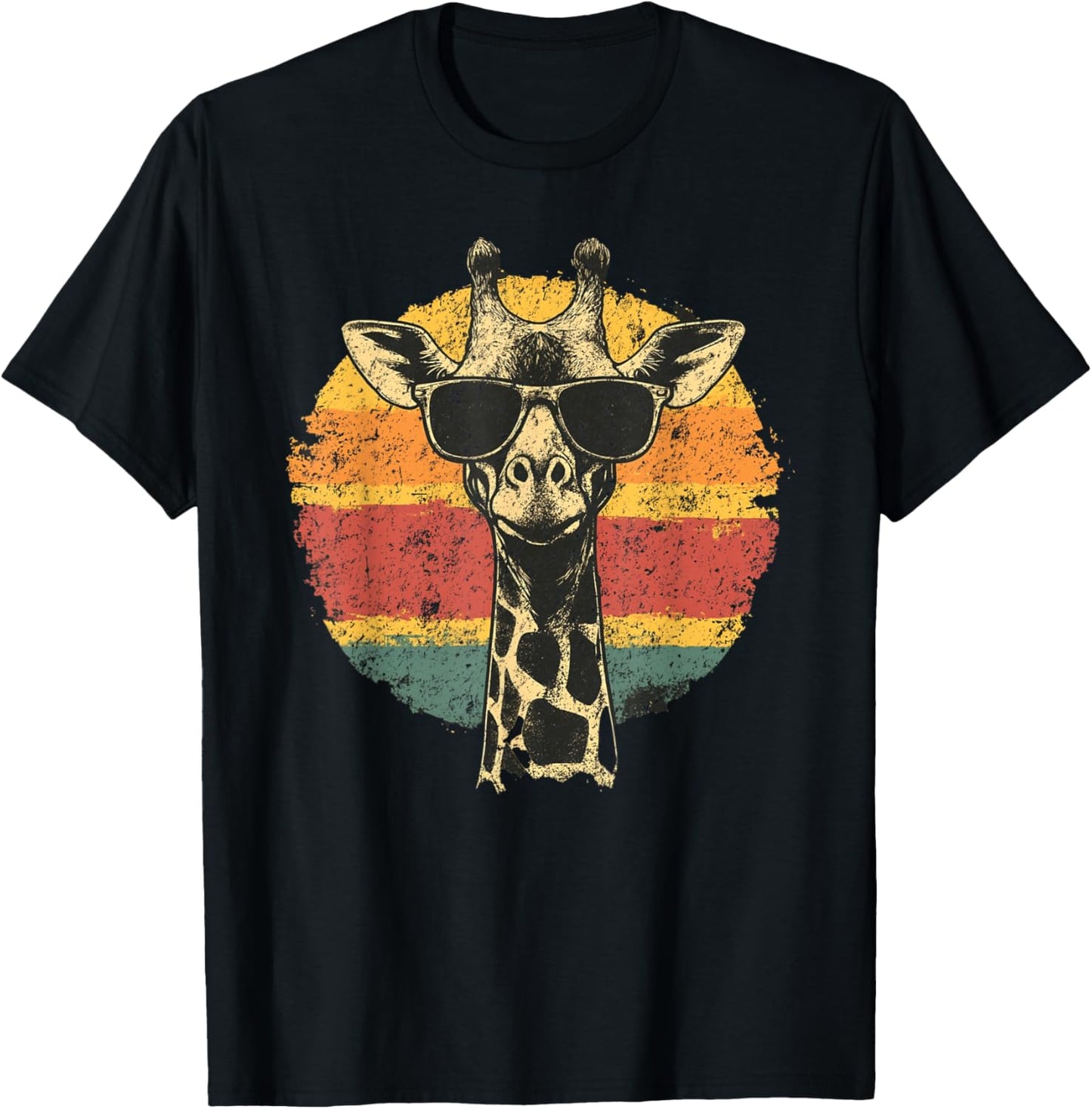 Giraffe Vintage Sunglasses Funny T-Shirt - T-Shirt | Black