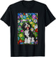 Bordoodle Dog Stained Glass Leadlight Artistic Design Men Women Kids T-Shirt - T-Shirt | Black