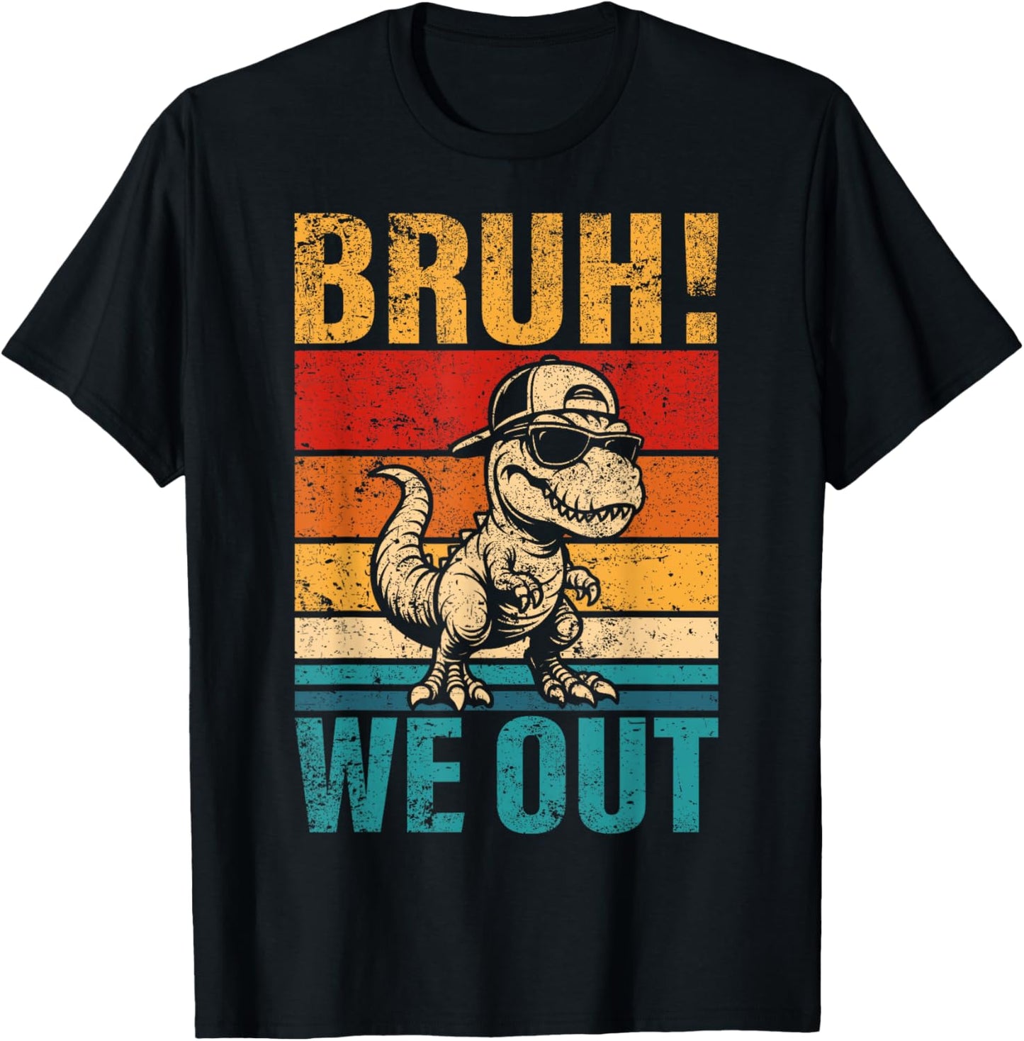 Last Day of School Dinosaur Bruh We Out Student Squad T-Shirt - T-Shirt | Black