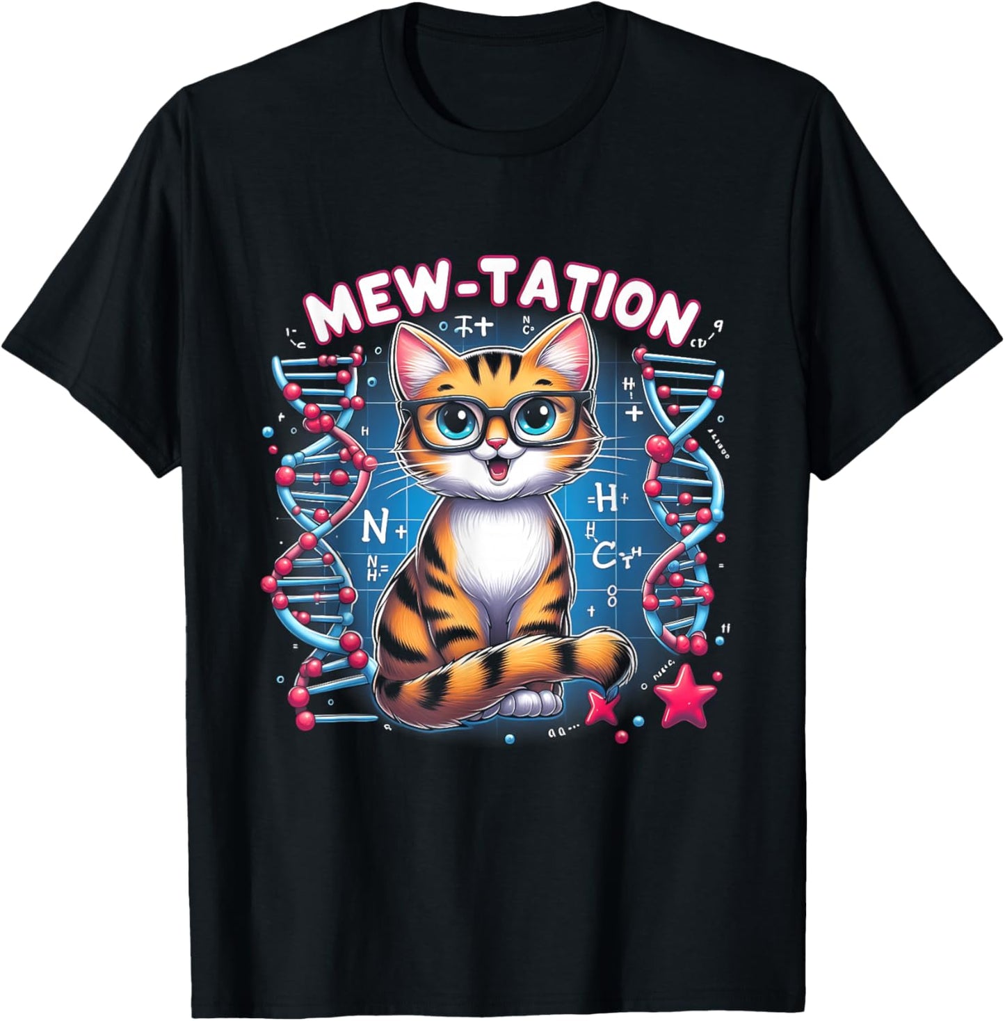 Mew-tation Funny Cat Science DNA Cells Biology Teacher T-Shirt - T-Shirt | Black