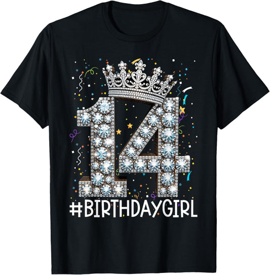 14 BirthdayGirl 14 Years Old Happy 14th Birthday Girl T-Shirt - T-Shirt | Black