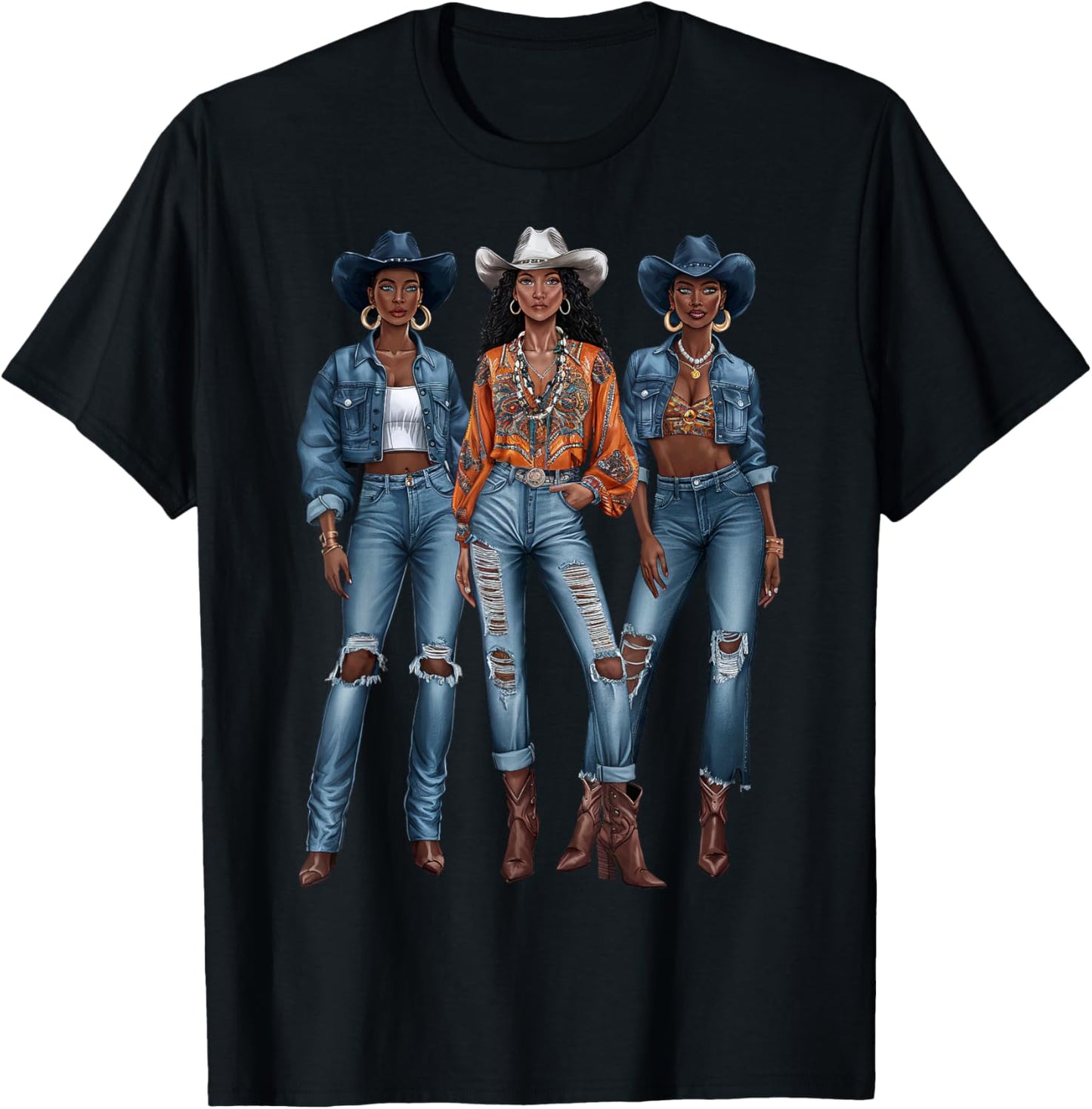 Black Cowgirl Vibes Melanin Black History Texas T-Shirt - T-Shirt | Black