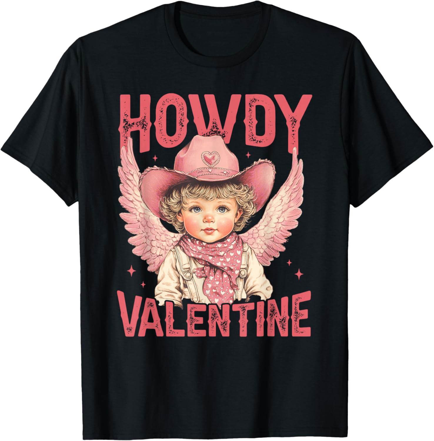 Cowboy Cupid Tight Hearts Love Western Howdy Valentine T-Shirt - T-Shirt | Black