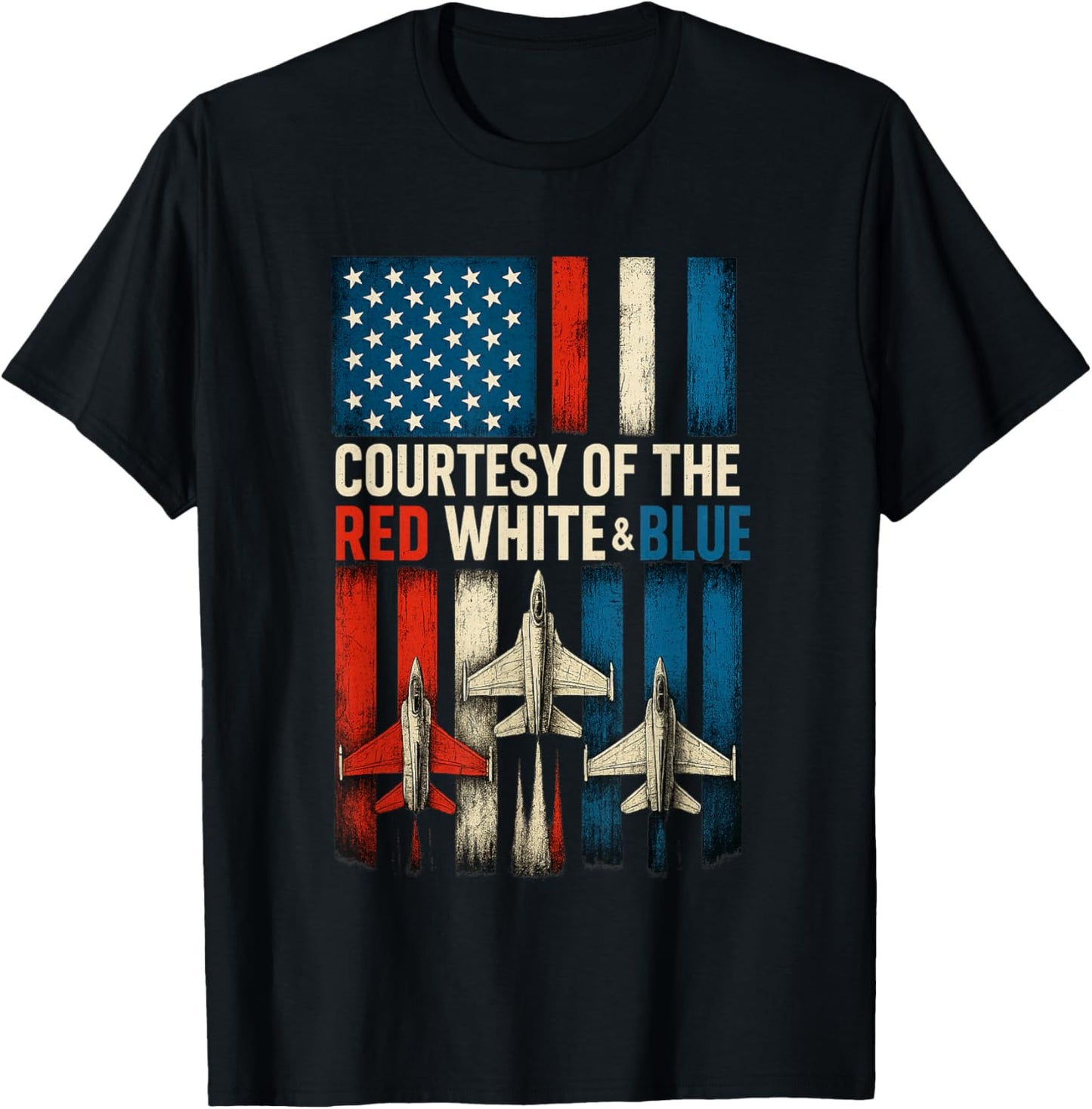 Courtesy of The Red White and Blue Vintage America Us Flag T-Shirt - T-Shirt | Black