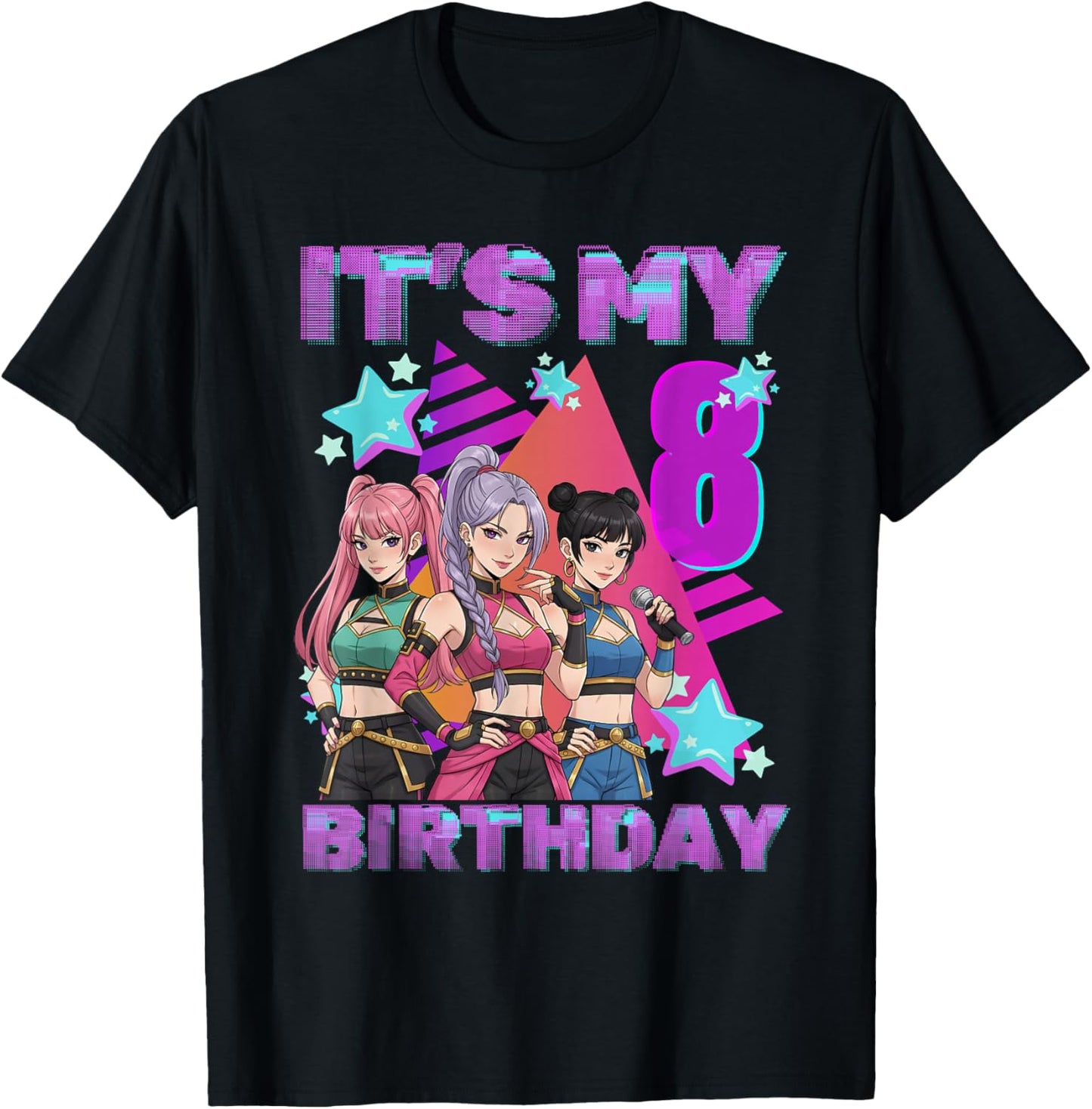 8 Years Birthday K Pop Kids 8th Birthday Girl K-Pop T-Shirt - T-Shirt | Black