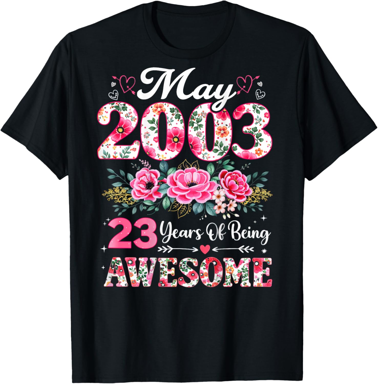 Floral Mai 2003 23 Ans 23e Anniversaire Femme T-Shirt - T-Shirt | Black