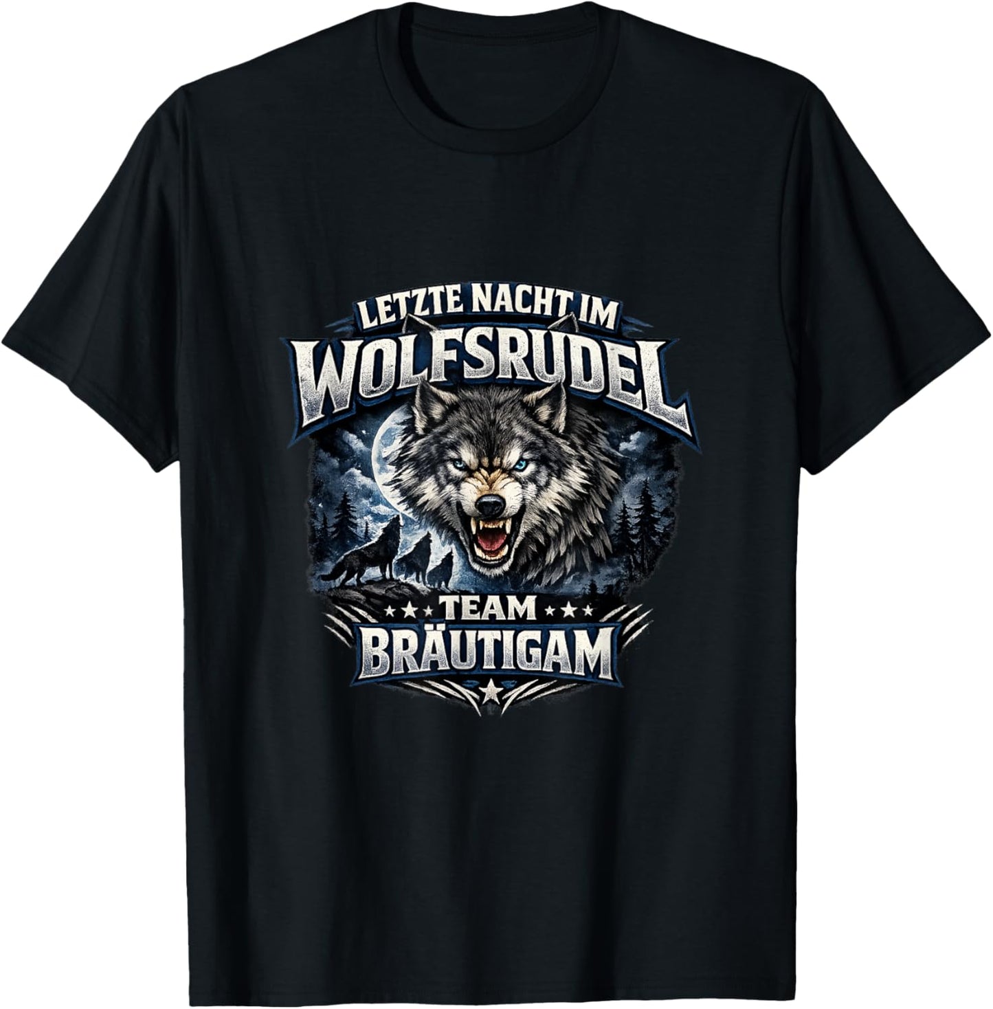 JGA Männer Team Bräutigam Kostüm Wolfsrudel Polterabend T-Shirt - T-Shirt | Black