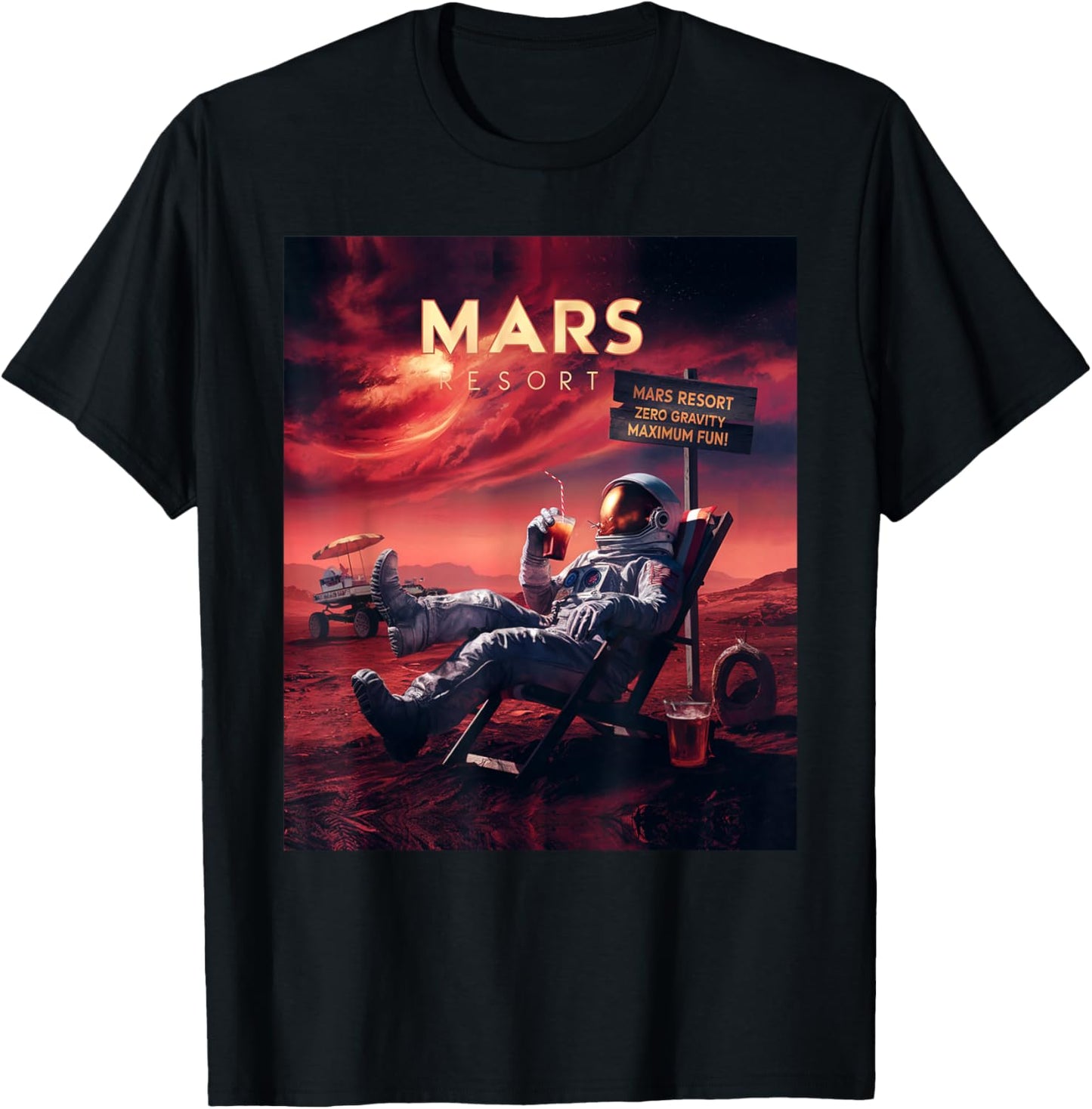 Mars Resort - Funny Astronaut Vacation Space Design T-Shirt - T-Shirt | Black