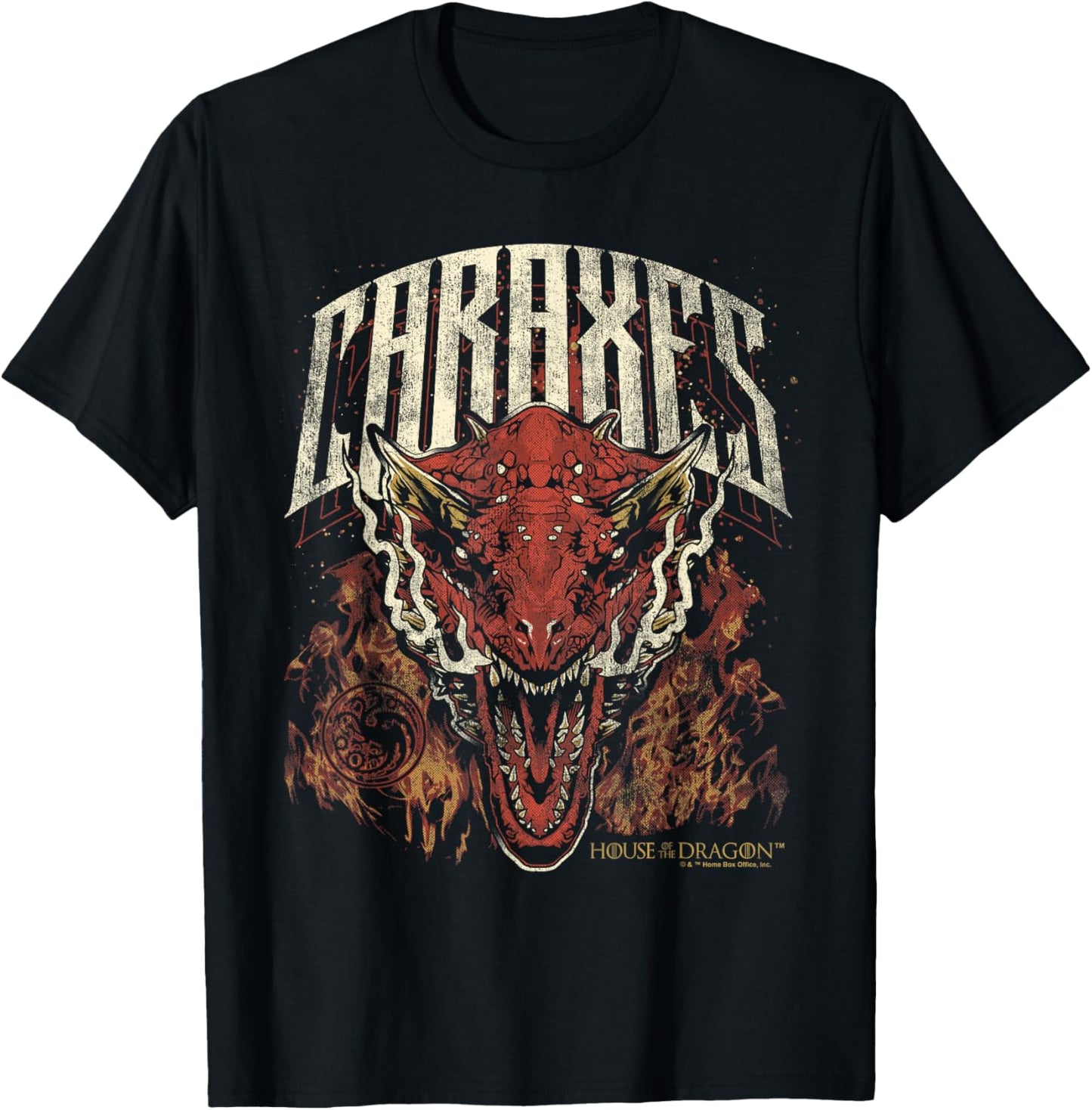 House of the Dragon Targaryen Caraxes in Flames T-Shirt - T-Shirt | Black