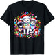 Cute Kittens Christmas Cheer Santa Hats Lights Cats Kittys T-Shirt - T-Shirt | Black