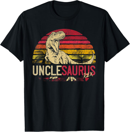 Uncle Saurus Funny Personalized Dinosaur T Rex Matching T-Shirt - T-Shirt | Black