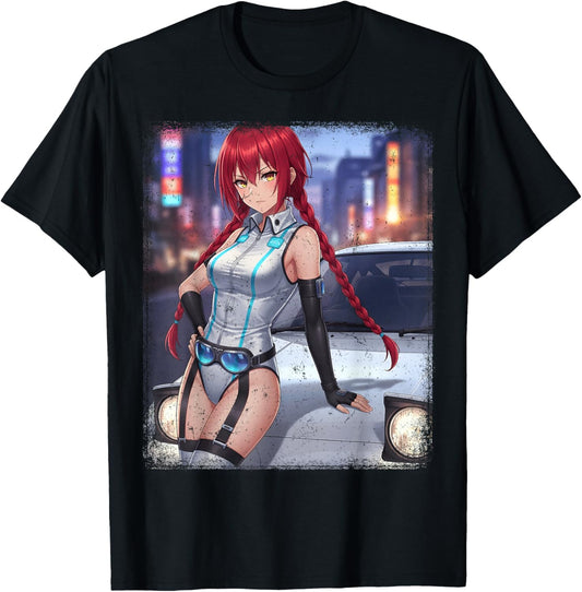 Retro Vintage Japanese JDM Race Car Waifu Anime Girl Women T-Shirt - T-Shirt | Black
