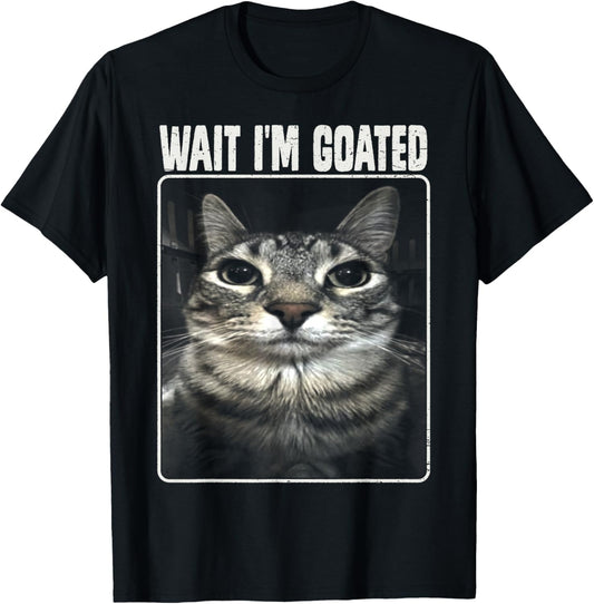 Wait I'm Goated Meme Silly Cat Women Girls Kids T-Shirt - T-Shirt | Black