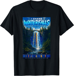 I Chase Waterfalls FT8 Amateur Radio Nature T-Shirt - T-Shirt | Black