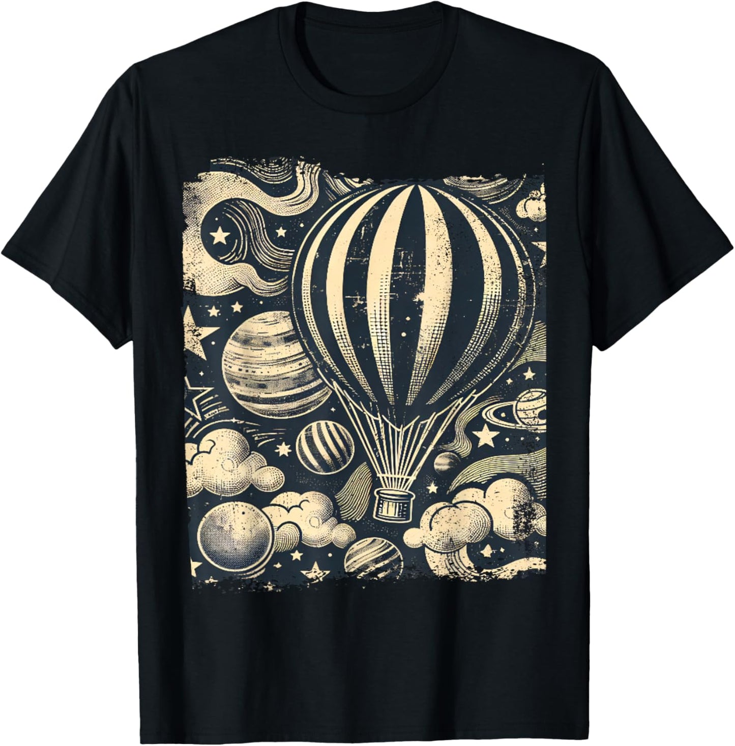 Vintage Hot Air Balloon T-Shirt - T-Shirt | Black