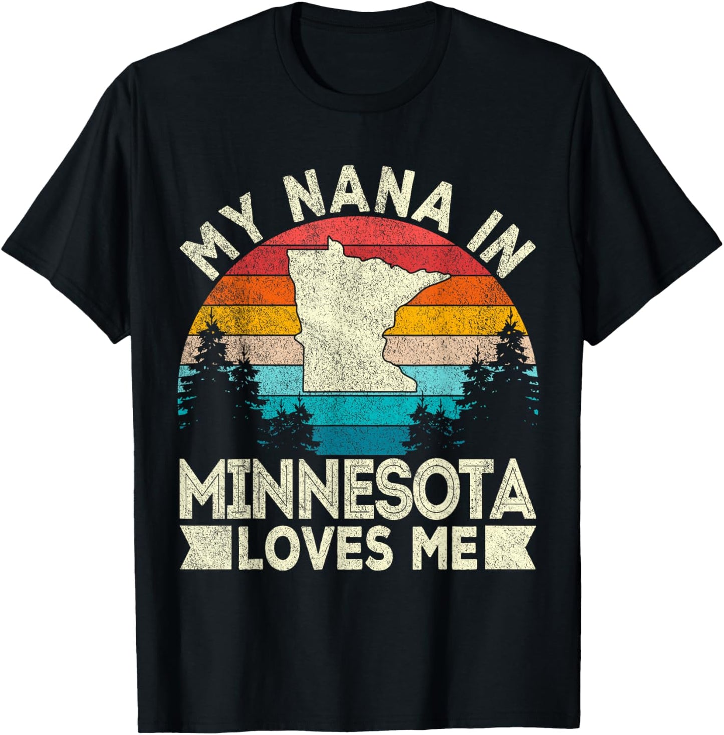 My Nana In Minnesota Loves Me Retro Minnesota Grandma T-Shirt - T-Shirt | Black