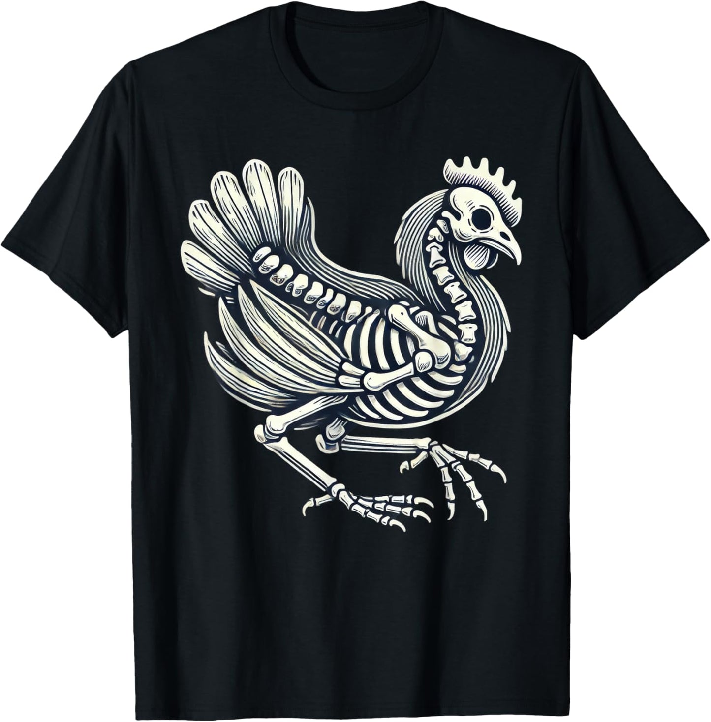 Chicken Skeleton Halloween T-Shirt - T-Shirt | Black