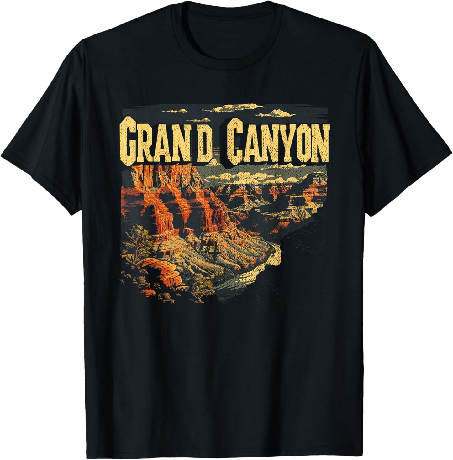 Grand Canyon - US National Park Vintage Men Women Kids Retro T-Shirt - T-Shirt | Black
