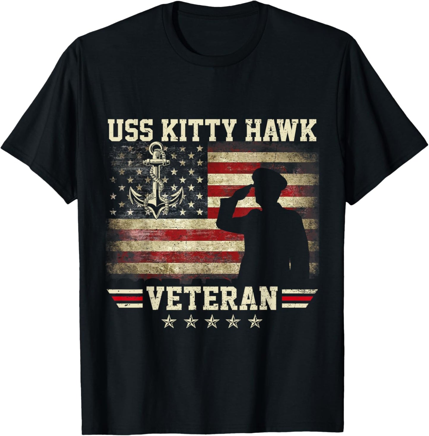 Patriotic USS Kitty Hawk CV-63 Veteran Flag US Aircraft T-Shirt - T-Shirt | Black