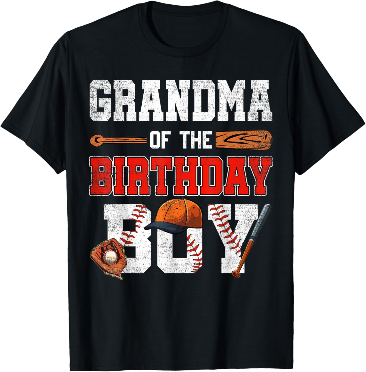 Grandma Of The Birthday Boy Baseball Bday Family T-Shirt - T-Shirt | Black